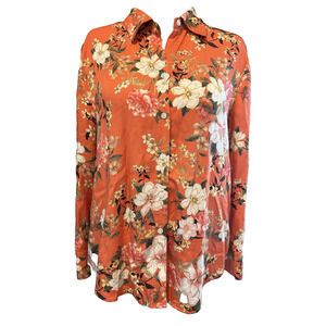 CHICO'S Size 2(US 12/14) Desert Cactus Floral Button Front Blouse MODAL Classic